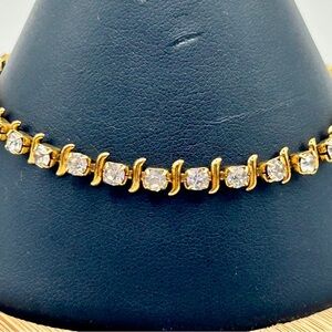 Minimalist Gold and Rhinestone Tennis Bracelet